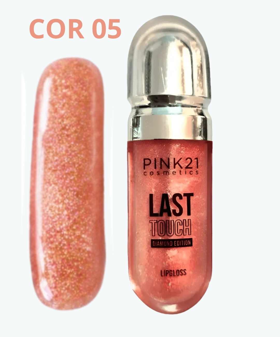 Lip Gloss Last Touch Silver Pink 21 – Brilho Intenso com Glitter CS4844