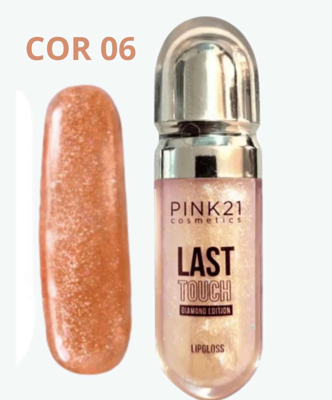 Lip Gloss Last Touch Silver Pink 21 – Brilho Intenso com Glitter CS4844