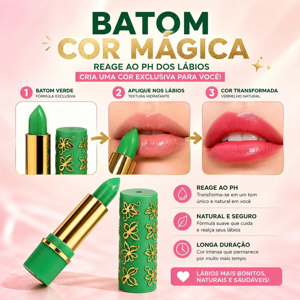 Kit com Duas unidades Batom Mágico Que Muda de Cor com o PH - Hidratação e Longa Duração