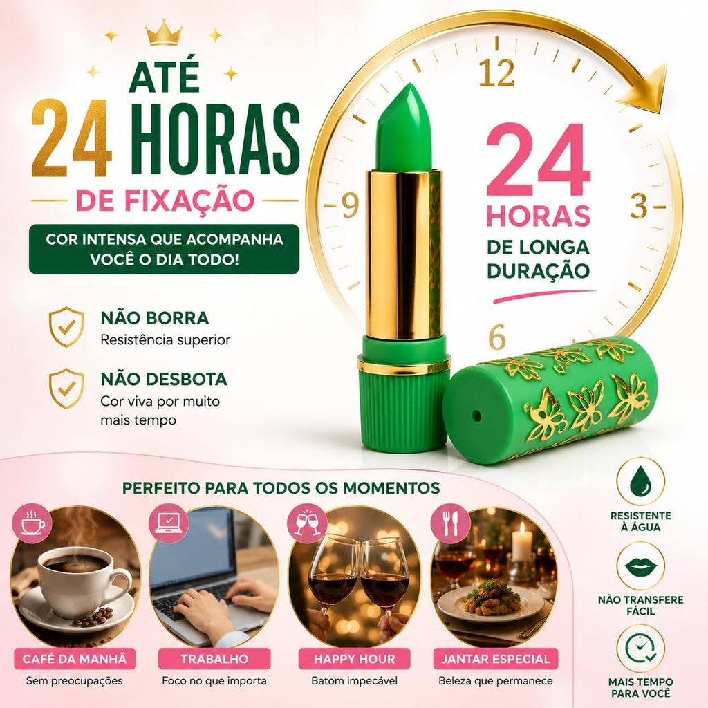 Kit com Duas unidades Batom Mágico Que Muda de Cor com o PH - Hidratação e Longa Duração