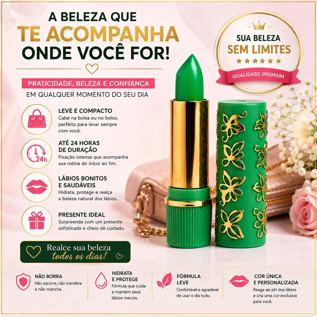 Kit com Duas unidades Batom Mágico Que Muda de Cor com o PH - Hidratação e Longa Duração