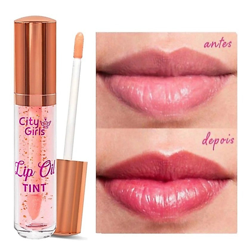 Lip Oil Tint City Girls Com Brilho Dourado Hidratante | Envio Rápido