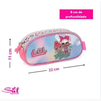 Kit Mochila Escolar LOL Surprise Luxcel Com Rodinhas Lancheira E Estojo Rosa Infantil Volta Às Aulas