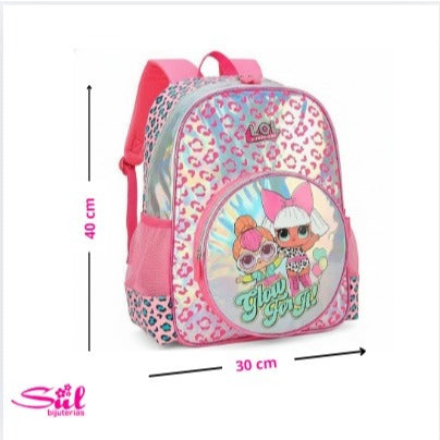 Kit Mochila Escolar LOL Surprise Luxcel Com Rodinhas Lancheira E Estojo Rosa Infantil Volta Às Aulas