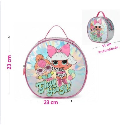 Kit Mochila Escolar LOL Surprise Luxcel Com Rodinhas Lancheira E Estojo Rosa Infantil Volta Às Aulas