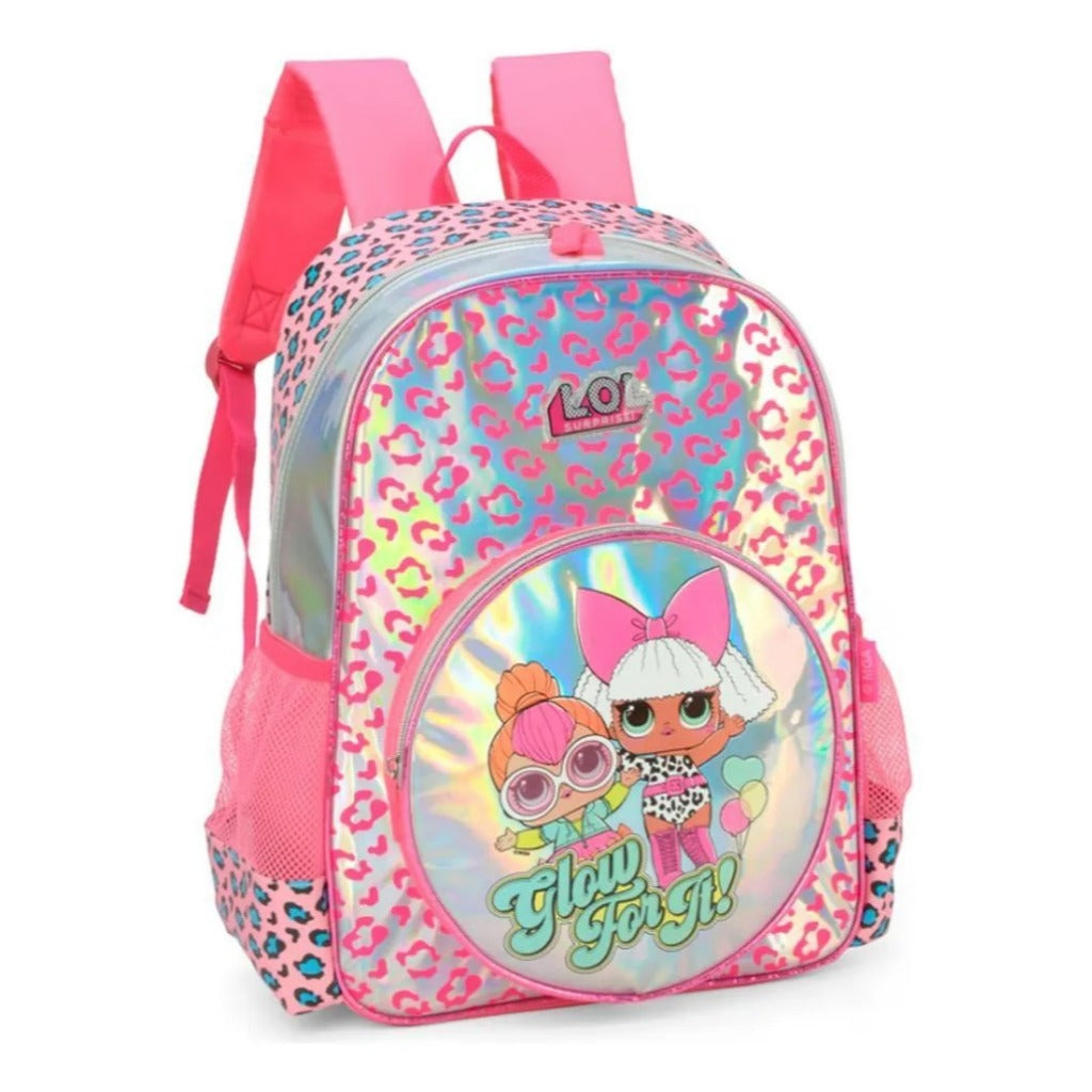 Kit Mochila Escolar LOL Surprise Luxcel Com Rodinhas Lancheira E Estojo Rosa Infantil Volta Às Aulas