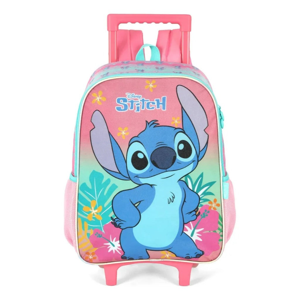Mochila de Rodinha Stitch Luxcel Kit Escolar 3 Peças Lancheira Estojo Original Coleção 2026 Infantil