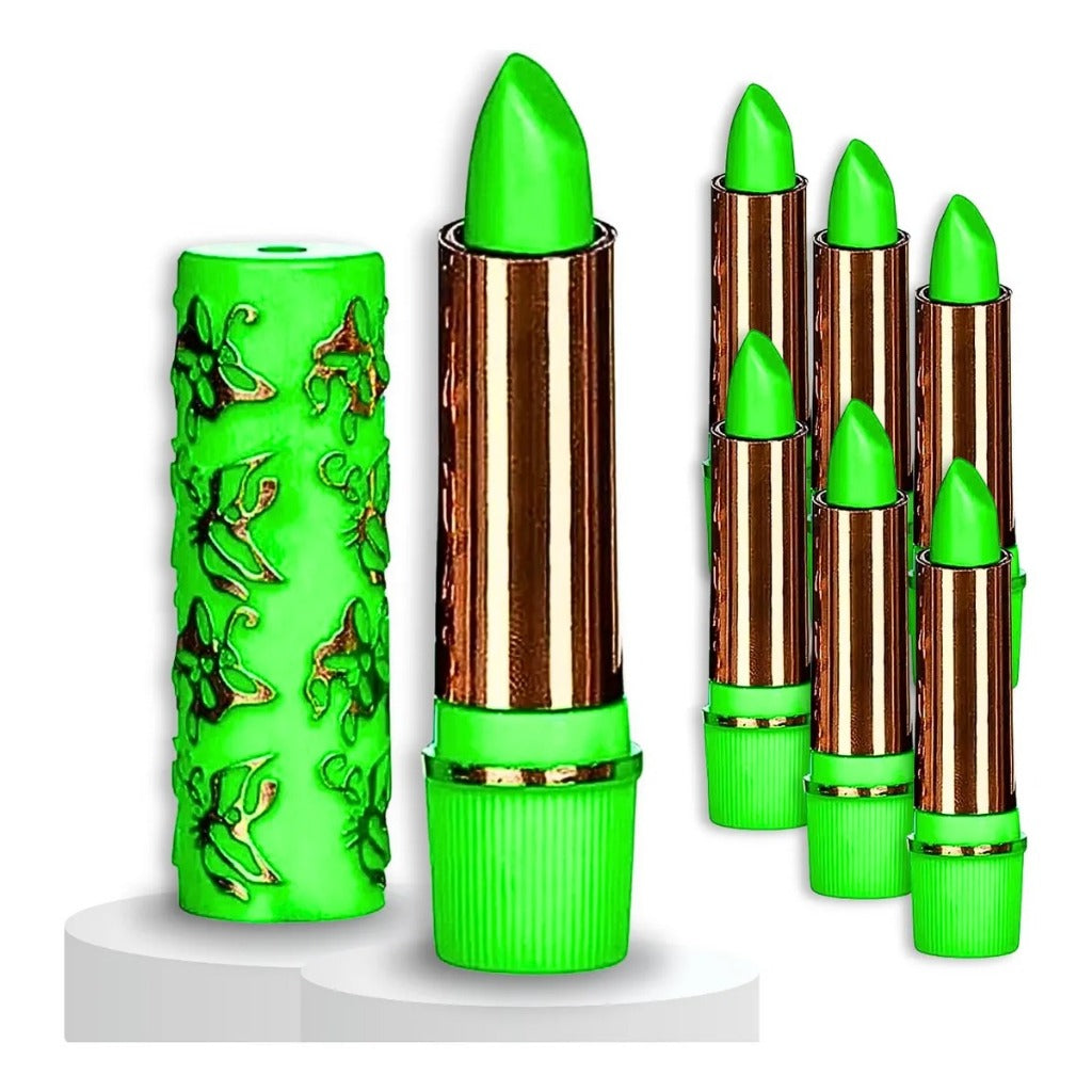 Kit 18 Batom Mágico Verde  Muda de Cor 24h Longa Duração Oferta