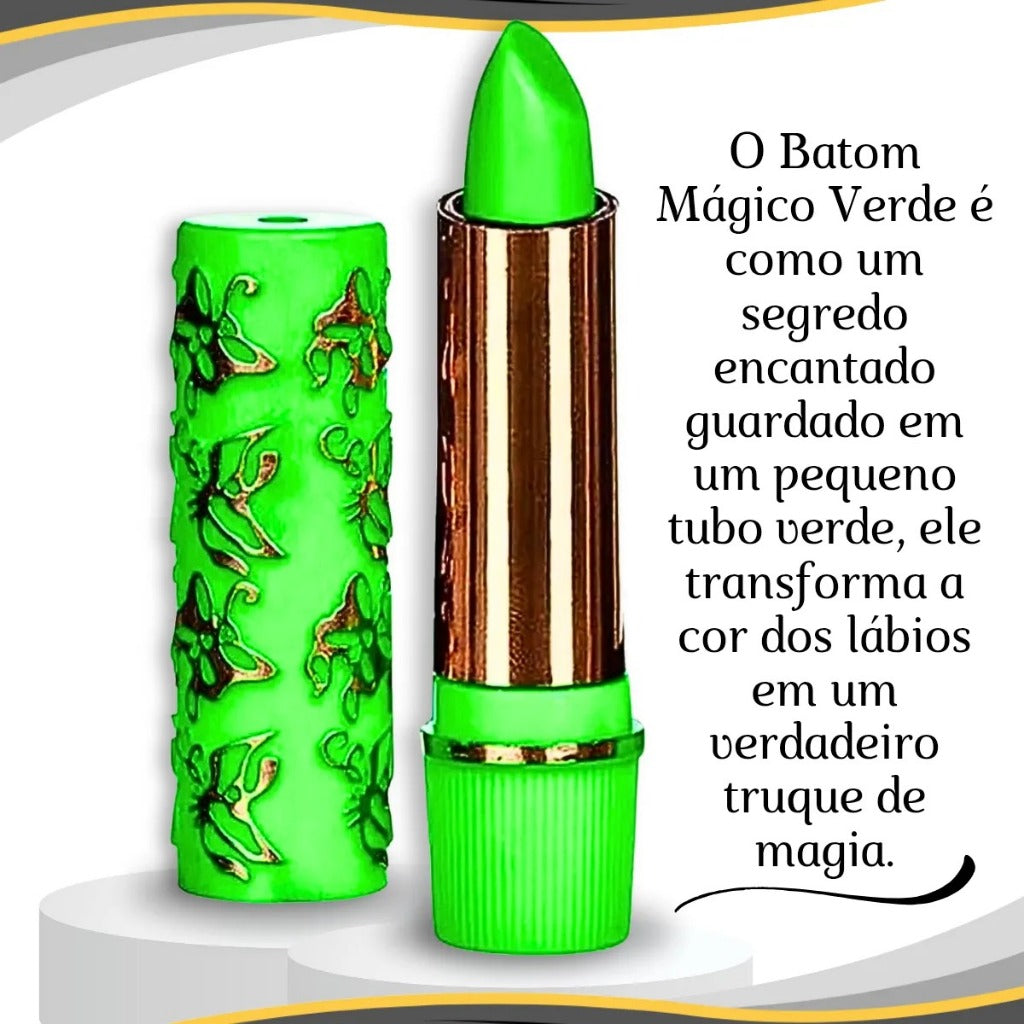 Kit 18 Batom Mágico Verde  Muda de Cor 24h Longa Duração Oferta