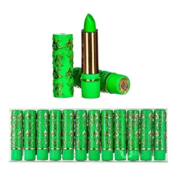 Kit 18 Batom Mágico Verde  Muda de Cor 24h Longa Duração Oferta