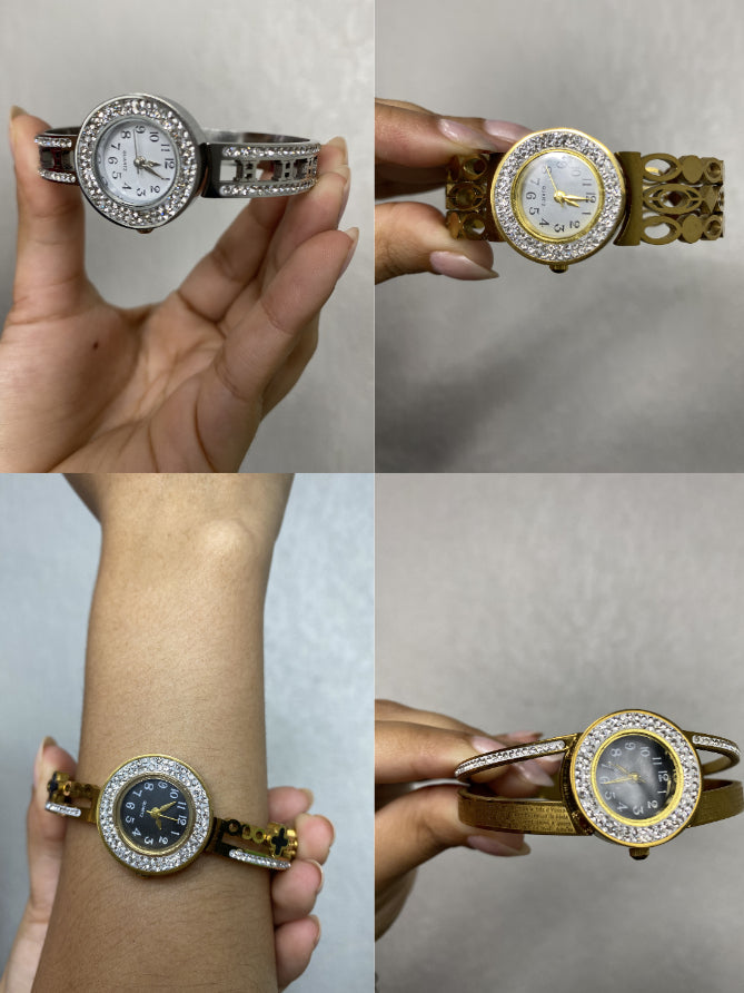 Relogio Feminino Luxo Aco Inoxidavel Nao Escurece Cravejado Bracelete Pulseira Bangle Prova Dagua Top
