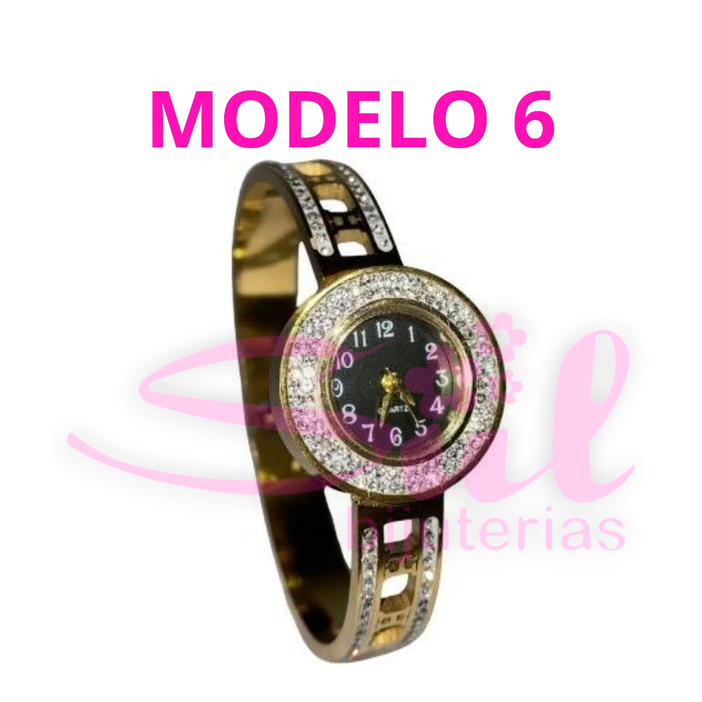 Relogio Feminino Luxo Aco Inoxidavel Nao Escurece Cravejado Bracelete Pulseira Bangle Prova Dagua Top