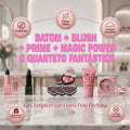 Kit Maquiagem Completa: Batom Mágico Blush Coração Primer Febella Efeito Filtro Blindagem Profissional