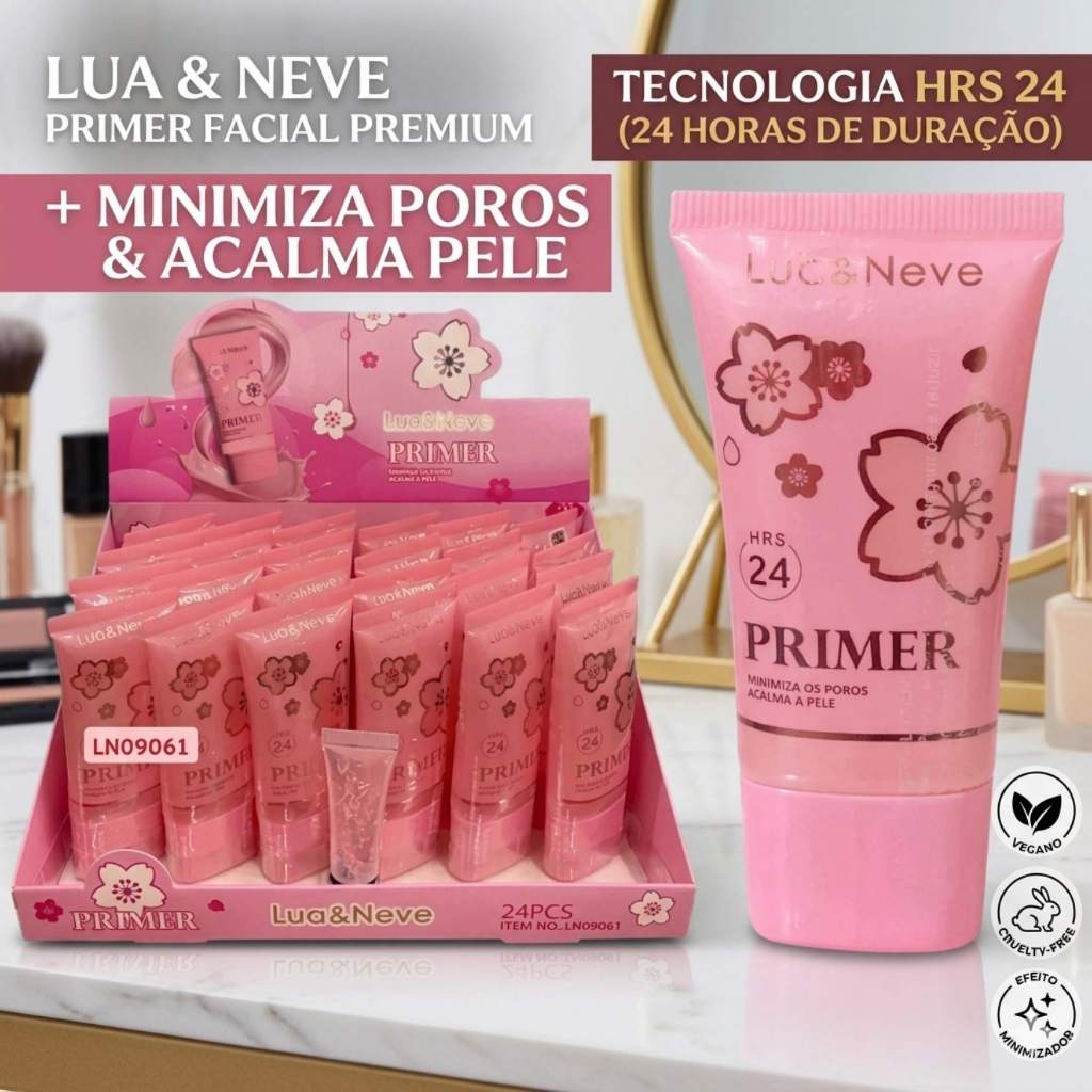 Primer Facial Lua Neve Hidratante Minimiza Poros Fecha Poros Controle Oleosidade Maquiagem Atacado