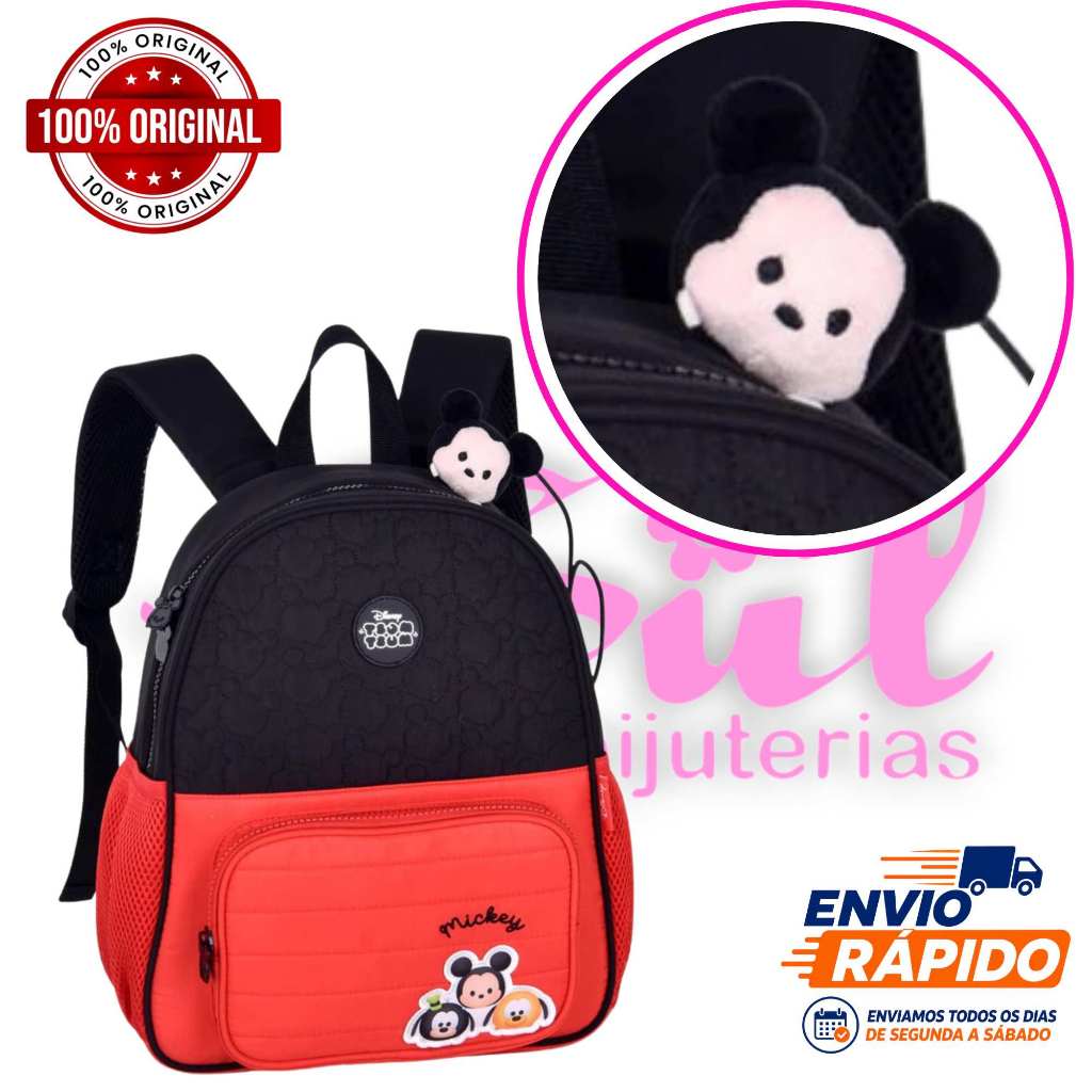 Mochila Infantil Escolar Disney Minnie Tsum Tsum Original Clio Bolsa Feminina Escolar 13 Polegadas