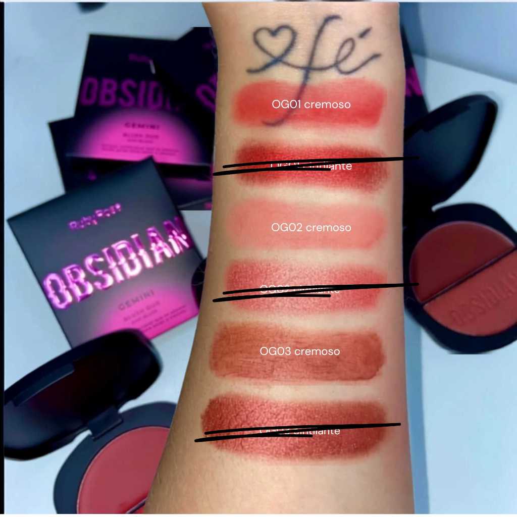 Blush Duo Ruby Rose Obsidian Pigmentado Efeito Natural Longa Duração Ideal Para Make Dia A Dia Luxo