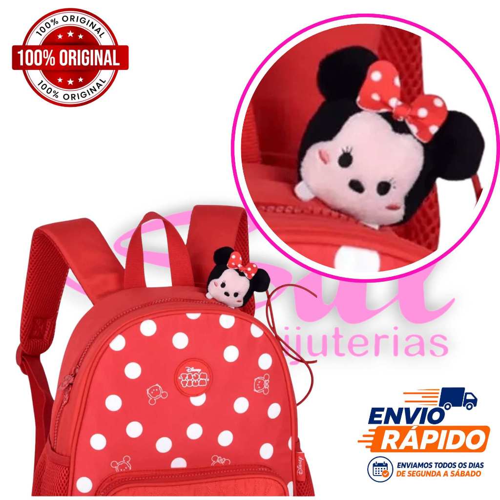 Mochila Infantil Escolar Disney Minnie Tsum Tsum Original Clio Bolsa Feminina Escolar 13 Polegadas