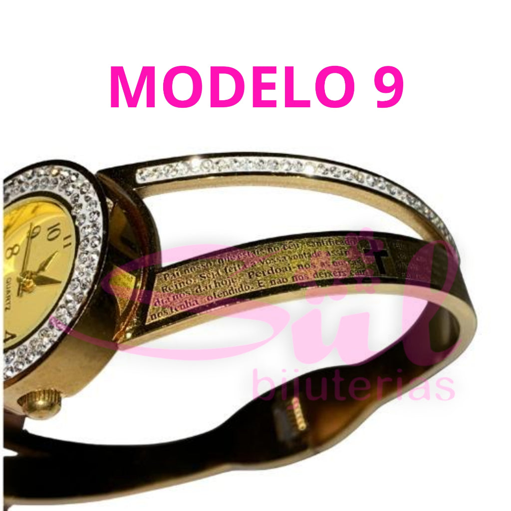 Relogio Feminino Luxo Aco Inoxidavel Nao Escurece Cravejado Bracelete Pulseira Bangle Prova Dagua Top
