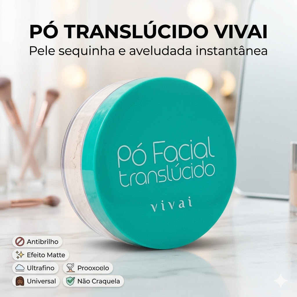 Pó Translúcido Vivai Ultrafino Finalizador Maquiagem Efeito Matte Pele Aveludada Sem Brilho 11g