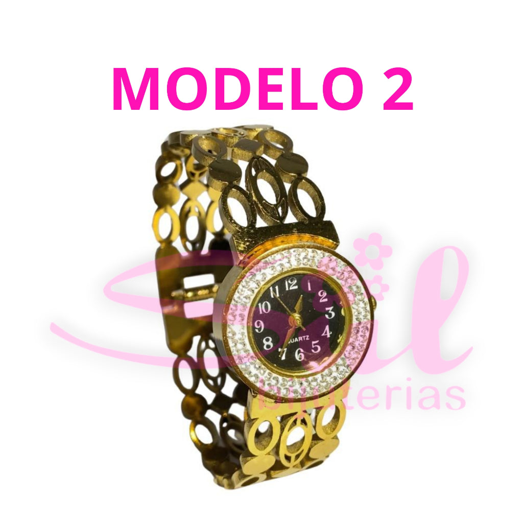 Relogio Feminino Luxo Aco Inoxidavel Nao Escurece Cravejado Bracelete Pulseira Bangle Prova Dagua Top