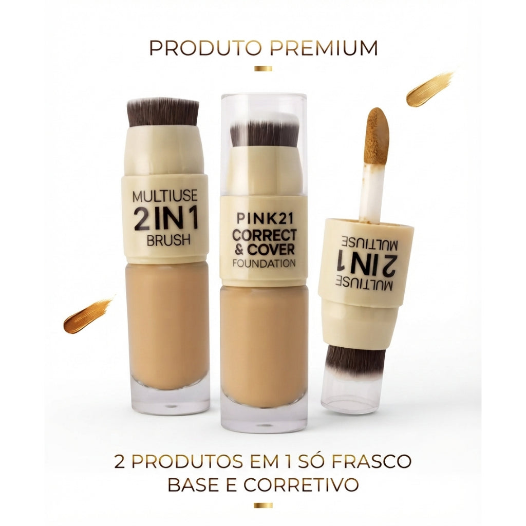 Corretivo Base Líquida Alta Cobertura Pincel Pink 21