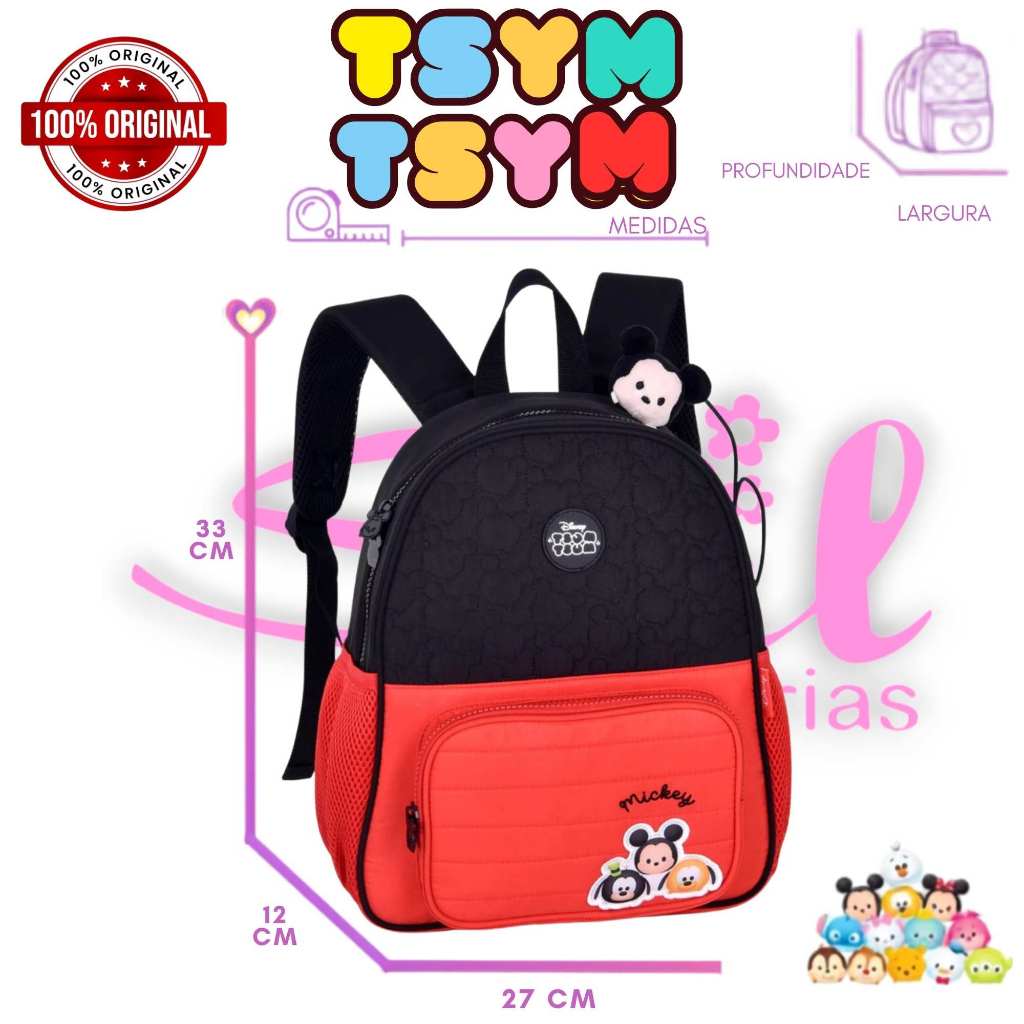 Mochila Infantil Escolar Disney Minnie Tsum Tsum Original Clio Bolsa Feminina Escolar 13 Polegadas