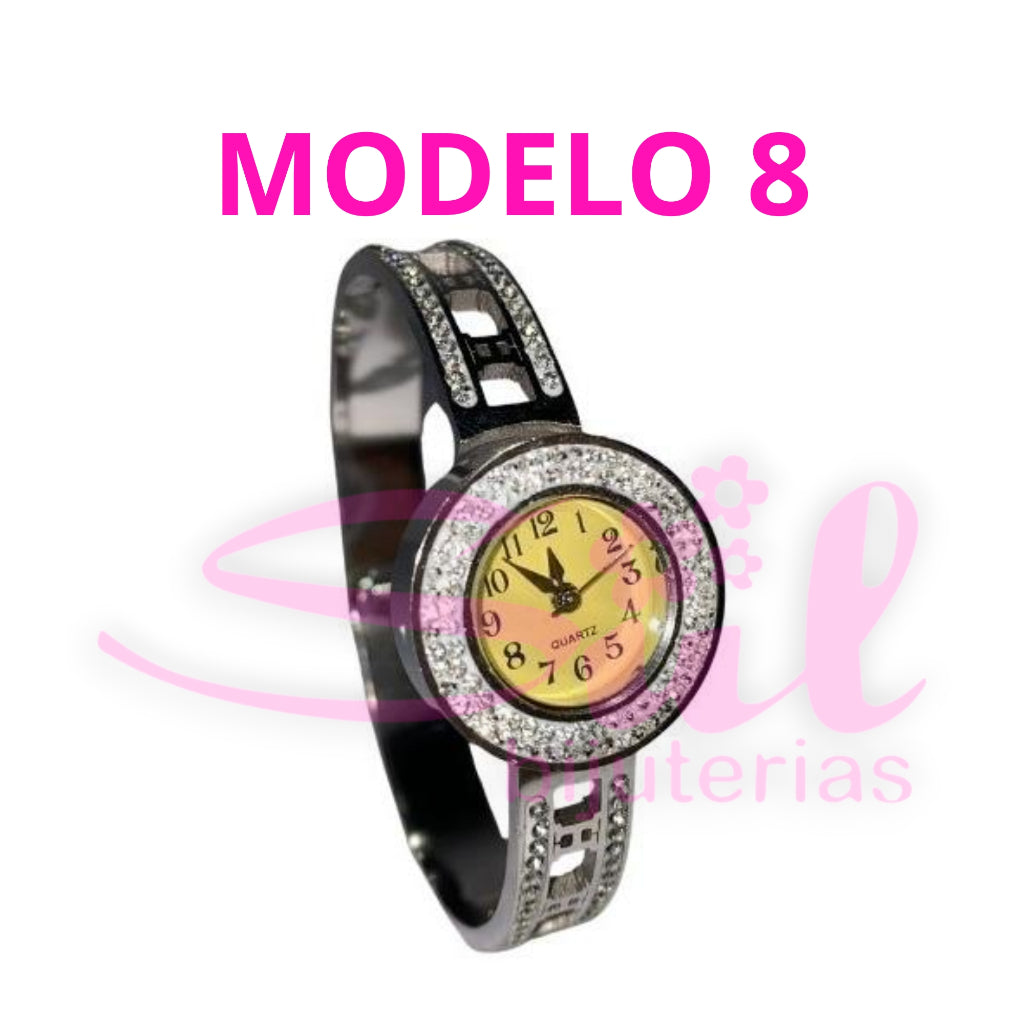 Relogio Feminino Luxo Aco Inoxidavel Nao Escurece Cravejado Bracelete Pulseira Bangle Prova Dagua Top