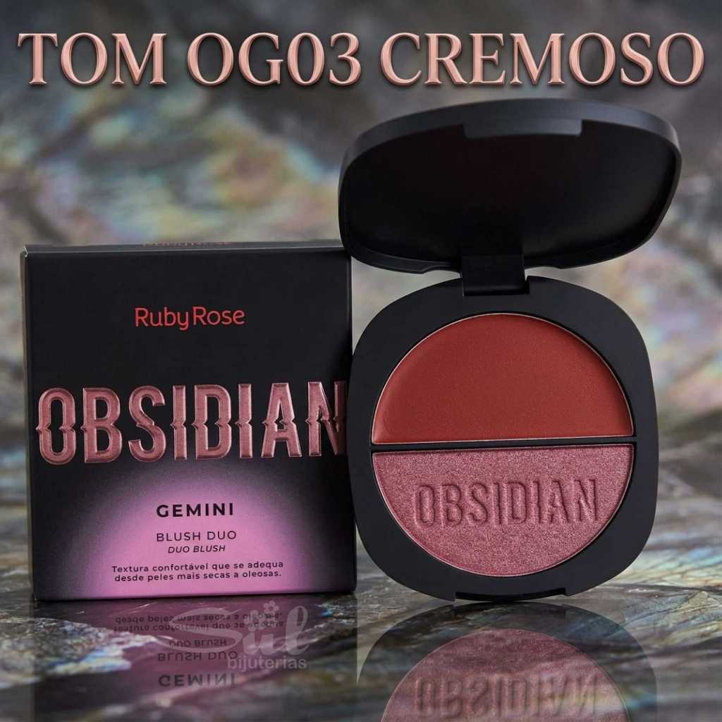 Blush Duo Ruby Rose Obsidian Pigmentado Efeito Natural Longa Duração Ideal Para Make Dia A Dia Luxo