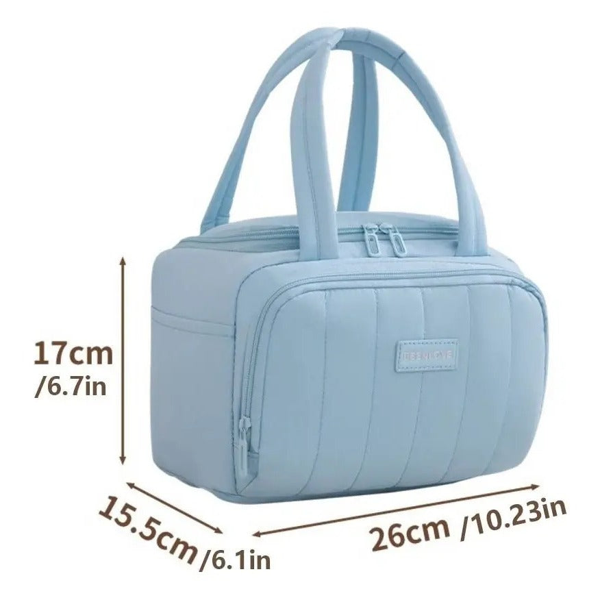 Bolsa Térmica Grande Lancheira Marmita Com Bolsos Porta Refeição Resistente Trabalho Escola Viagem 26cm