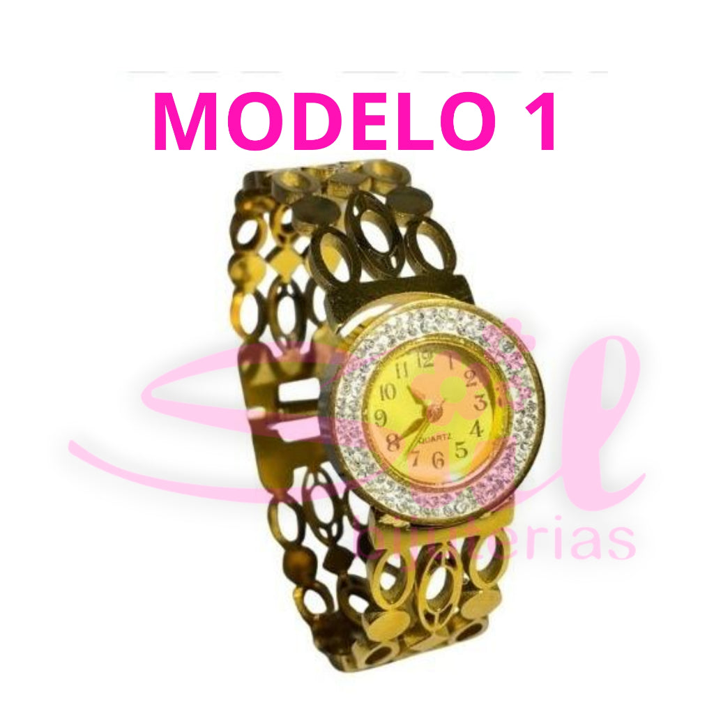 Relogio Feminino Luxo Aco Inoxidavel Nao Escurece Cravejado Bracelete Pulseira Bangle Prova Dagua Top