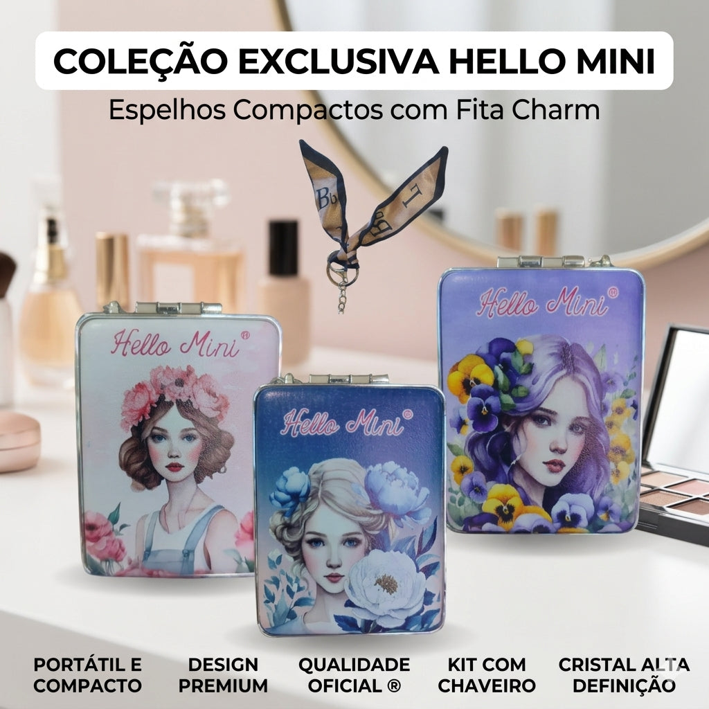 Espelho Bolsa Maquiagem Portátil Duplo Dobrável Dia bolso Compacto pequeno Mulher