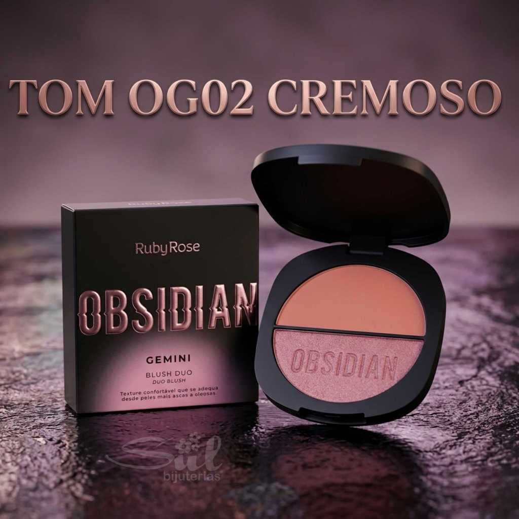 Blush Duo Ruby Rose Obsidian Pigmentado Efeito Natural Longa Duração Ideal Para Make Dia A Dia Luxo