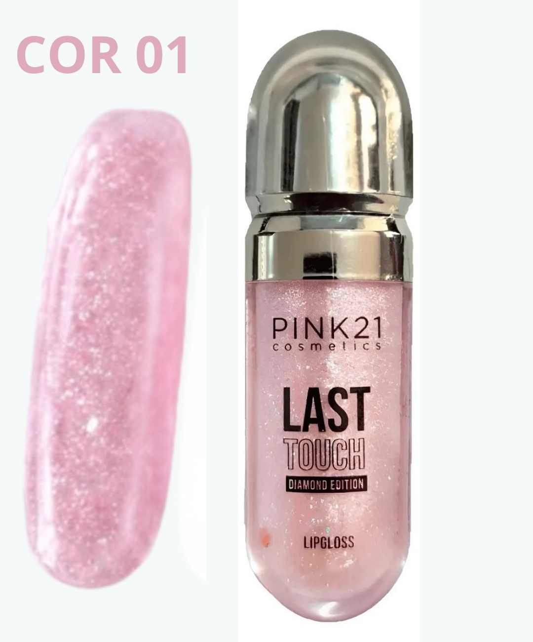 Lip Gloss Last Touch Silver Pink 21 – Brilho Intenso com Glitter CS4844