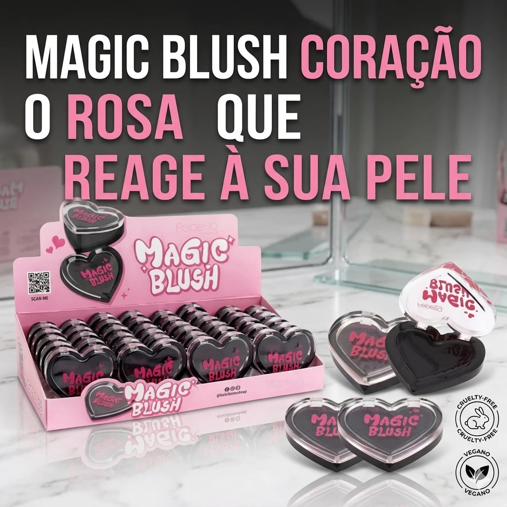 Febella Magic Blush Heart Black Turns Pink According to Ph. Natural Effect Makeup. Ready to Ship. Top Quality.