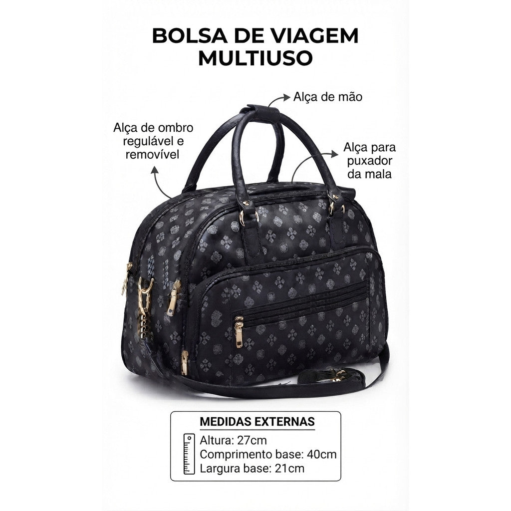 Bolsa De Viagem Mala De Mão Couro Sintético Resistente Grande Unissex Para Viagem Academia Bordo Luxo