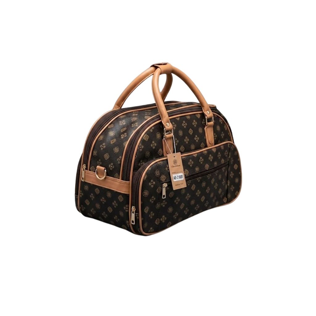 Bolsa De Viagem Mala De Mão Couro Sintético Resistente Grande Unissex Para Viagem Academia Bordo Luxo cor marrom